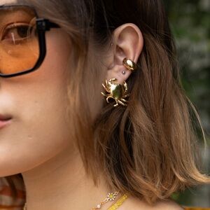 18k Gold Plated Gold Crab Earrings